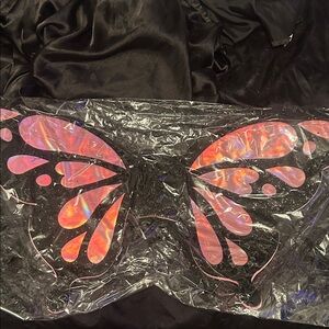 Dolls Kill Iridescent Pink and Black Butterfly/Fairy Wings